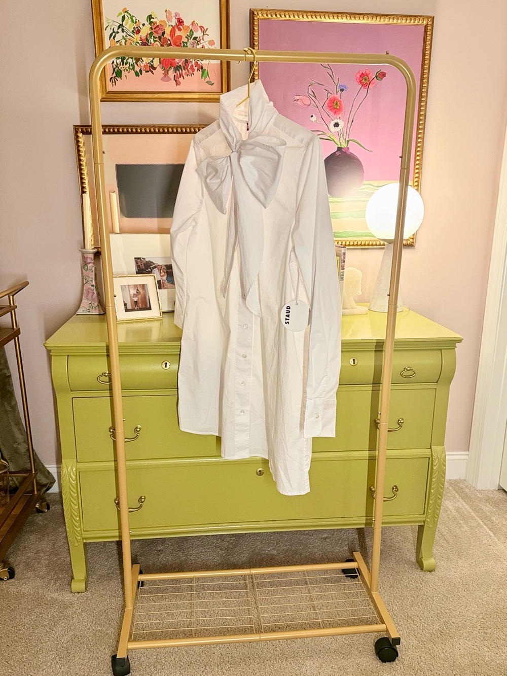 Staud Maryn Tie Neck Mini Poplin Shirt Dress - S - NWT